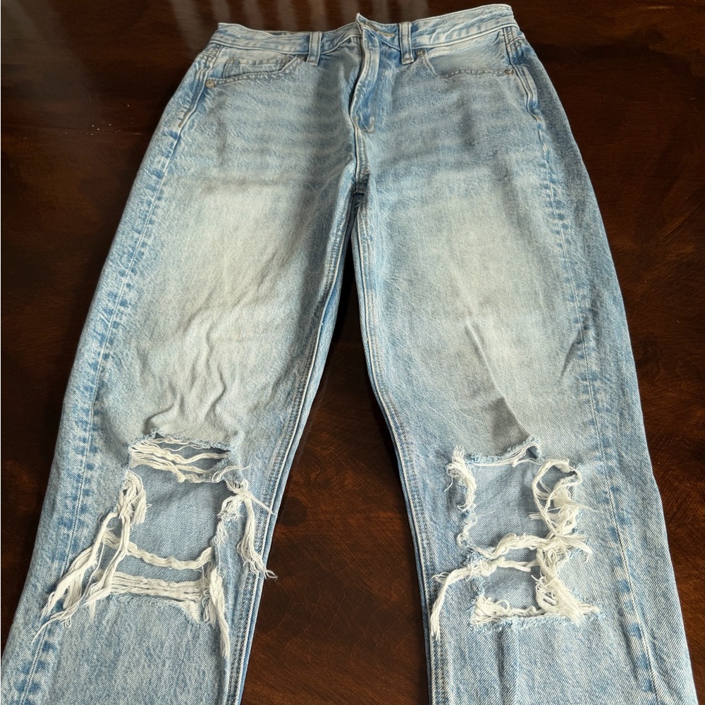 American Eagle Outfitters Mom JeansLight Blue Distressed Jeans